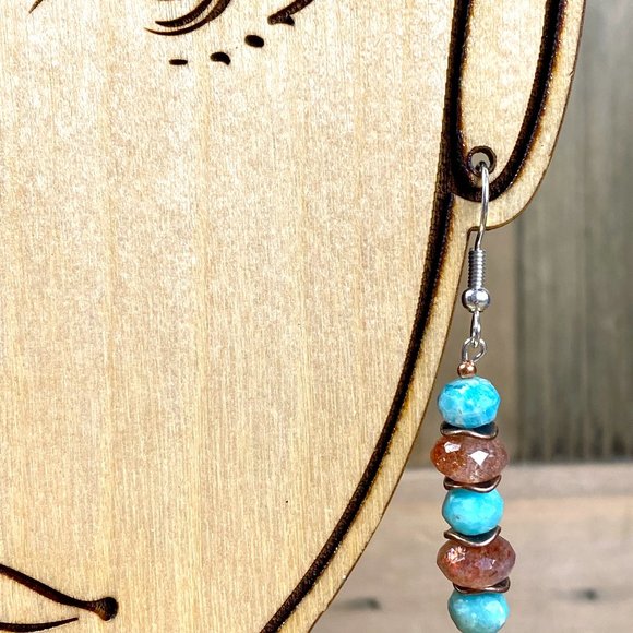 Sunstone Peruvian Amazonite Earrings - Picture 5 of 5